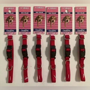 New Omni Pet Dog Puppy Collar lot bundle of 6 adjustable 7-10” clip red size XS